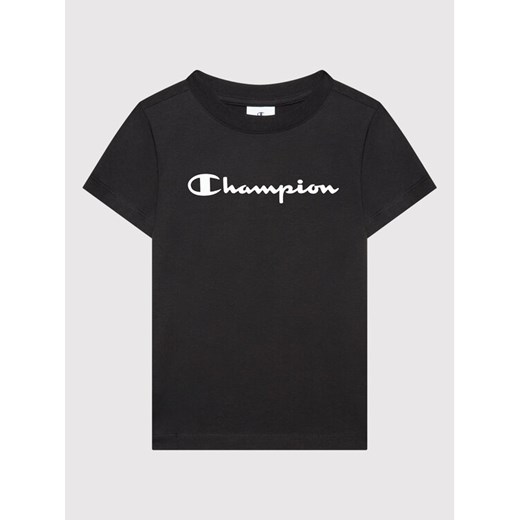 Champion T-Shirt Contrast Script Logo 404541 Czarny Regular Fit ze sklepu MODIVO w kategorii T-shirty chłopięce - zdjęcie 181163527