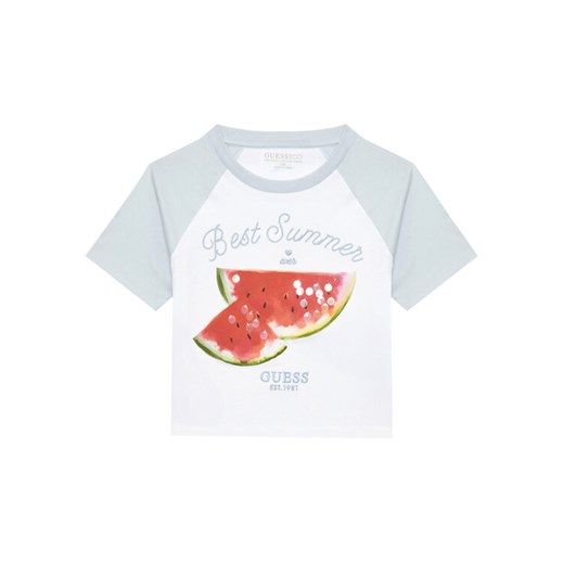 Guess T-Shirt J5GI06 K8HM4 Biały Boxy Fit ze sklepu MODIVO w kategorii Bluzki dziewczęce - zdjęcie 181170759