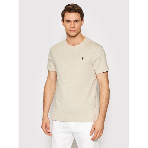 Polo Ralph Lauren T-Shirt 710671438203 Beżowy Slim Fit ze sklepu MODIVO w kategorii T-shirty męskie - zdjęcie 181172189