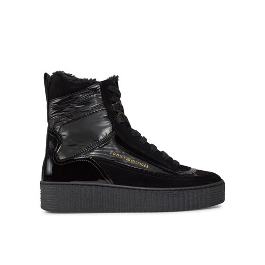 Tommy Hilfiger Botki Patent Laceup City Snow Boot FW0FW07841 Czarny Tommy Hilfiger 36 MODIVO