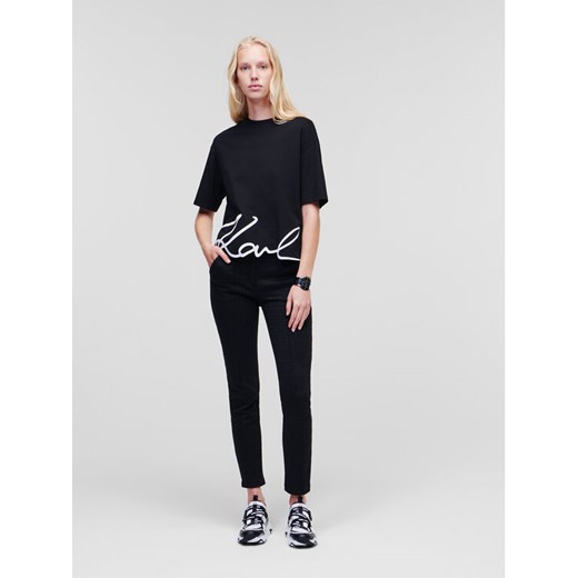 KARL LAGERFELD T-Shirt Signature Hem 226W1703 Czarny Relaxed Fit Karl Lagerfeld L MODIVO