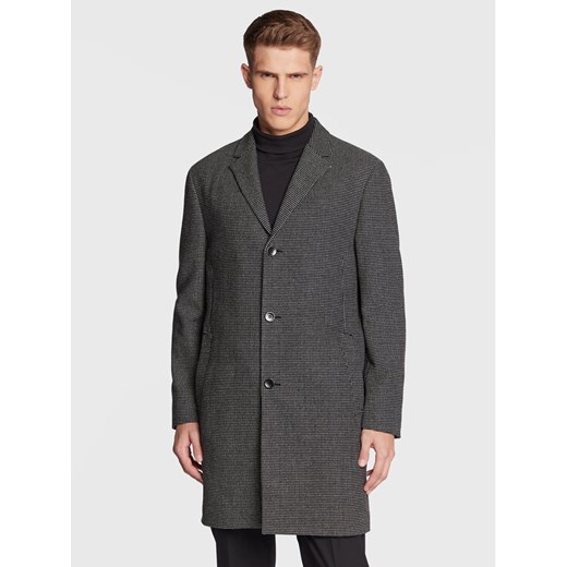 Calvin Klein Płaszcz wełniany Statement K10K109952 Czarny Regular Fit ze sklepu MODIVO w kategorii Płaszcze męskie - zdjęcie 181177108