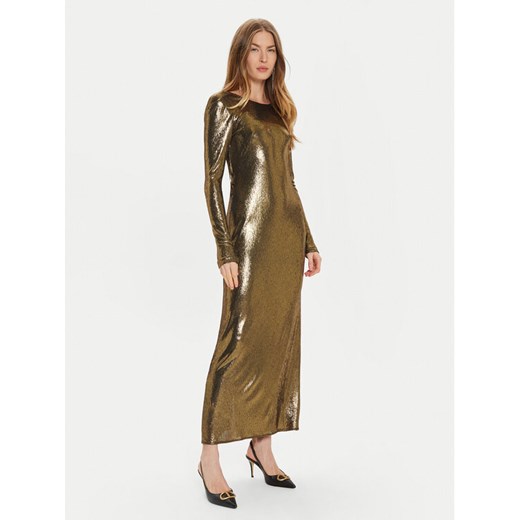 TWINSET Sukienka koktajlowa 242TT2360 Złoty Slim Fit ze sklepu MODIVO w kategorii Sukienki - zdjęcie 181183147