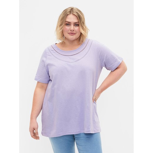 Zizzi T-Shirt V50220A Fioletowy Regular Fit ze sklepu MODIVO w kategorii Bluzki damskie - zdjęcie 181184419