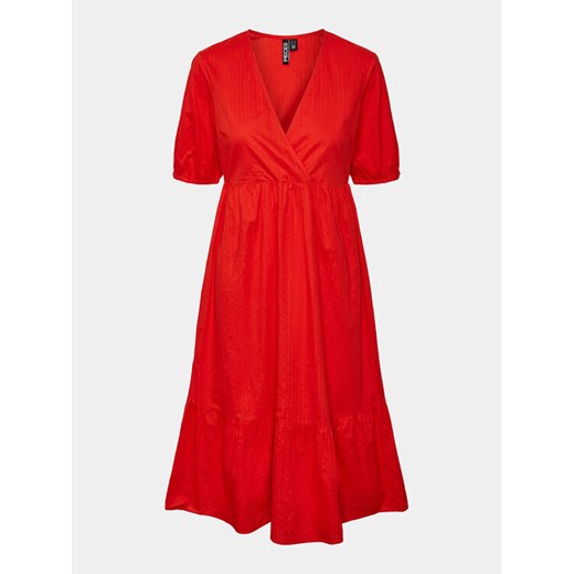Pieces Sukienka letnia Manon 17147660 Czerwony Regular Fit Pieces XS MODIVO