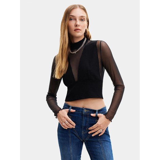 Desigual Bluzka Venice 24SWTK76 Czarny Slim Fit ze sklepu MODIVO w kategorii Bluzki damskie - zdjęcie 181187025