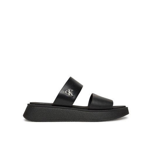 Calvin Klein Jeans Klapki Sandal Slide Double Strap YW0YW01694 Czarny ze sklepu MODIVO w kategorii Klapki damskie - zdjęcie 181187828