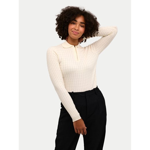 Kaffe Sweter Flora 10508952 Beżowy Slim Fit ze sklepu MODIVO w kategorii Swetry damskie - zdjęcie 181193496