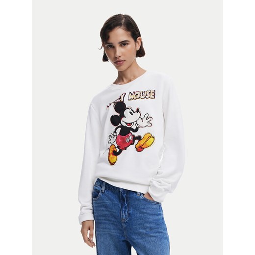 Desigual Bluza Avery Mickey 25SWSK45 Écru Regular Fit ze sklepu MODIVO w kategorii Bluzy damskie - zdjęcie 181195887