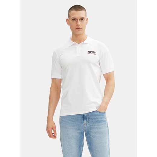 KARL LAGERFELD Polo 745400 552235 Biały Slim Fit ze sklepu MODIVO w kategorii T-shirty męskie - zdjęcie 181201736