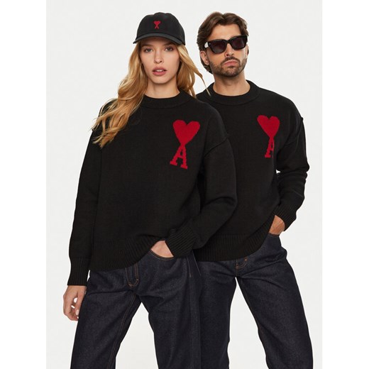 AMI PARIS Sweter BFUKS006.018 Czarny Regular Fit ze sklepu MODIVO w kategorii Swetry męskie - zdjęcie 181203158