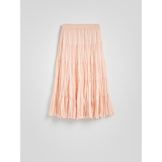 Reserved - Spódnica midi z efektem gniecenia - pastelowy róż Reserved XL Reserved