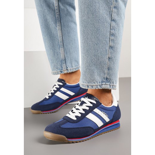 Niebieskie Sneakersy z Ozdobnymi Paskami na Nieregularnej Podeszwie Kolarina ze sklepu born2be.pl w kategorii Buty sportowe damskie - zdjęcie 181210415