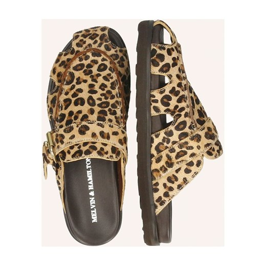 Klapki damskie Melvin & Hamilton brązowe płaskie casualowe w nadruki 