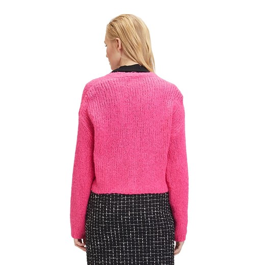 Sweter damski różowy Cartoon w serek 