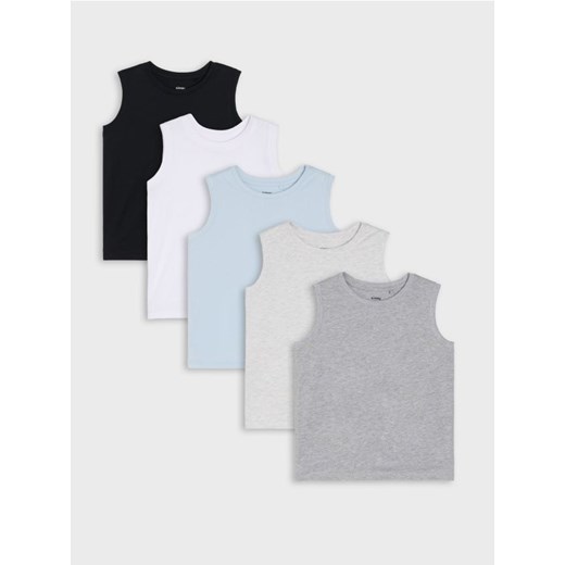Sinsay - Koszulki bez rękawów w stylu basic 5 pack - błękitny ze sklepu Sinsay w kategorii T-shirty chłopięce - zdjęcie 181211747