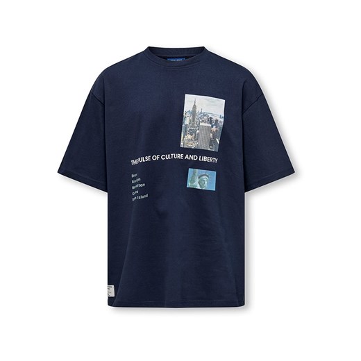 ONLY &amp; SONS Junior Koszulka &quot;Snap&quot; w kolorze granatowym ze sklepu Limango Polska w kategorii T-shirty chłopięce - zdjęcie 181217587