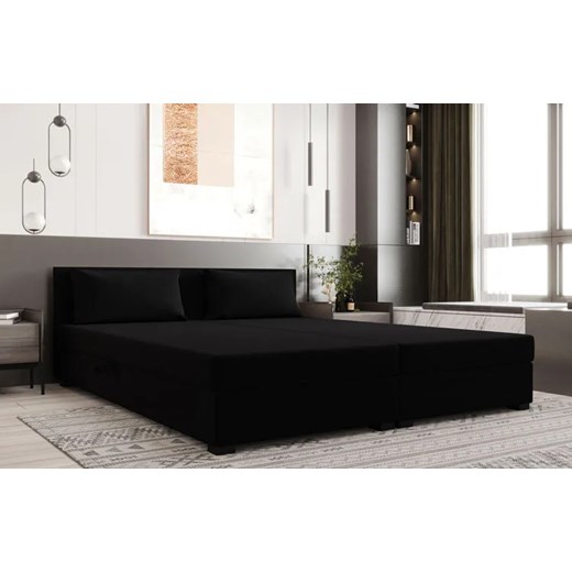 Czarne łóżko tapicerowane dwuosobowe Fionis 3X - 3 rozmiary Elior One Size Edinos.pl
