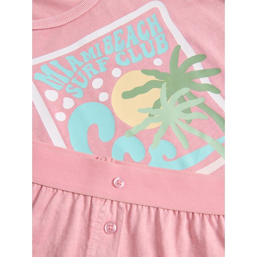 Reserved - Dwuczęściowa piżama z nadrukiem - intensywny róż Reserved 110/116 (4-6 lat) Reserved