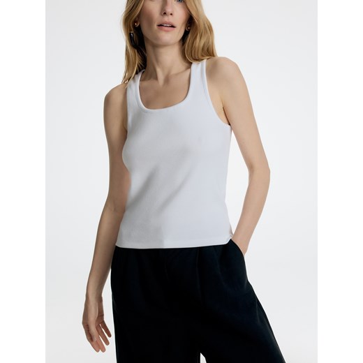 Reserved - Prążkowany top - biały Reserved M Reserved