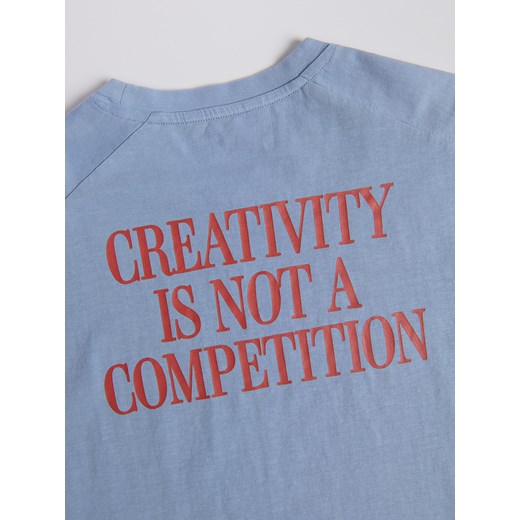 T-shirt męski Reserved niebieski z krótkimi rękawami 