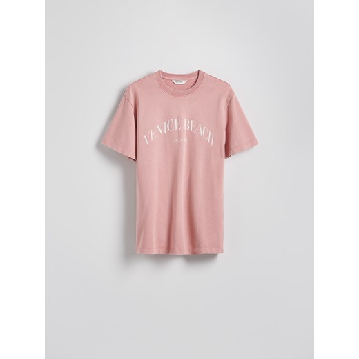 Reserved - T-shirt regular z nadrukiem - brudny róż ze sklepu Reserved w kategorii T-shirty męskie - zdjęcie 181222036