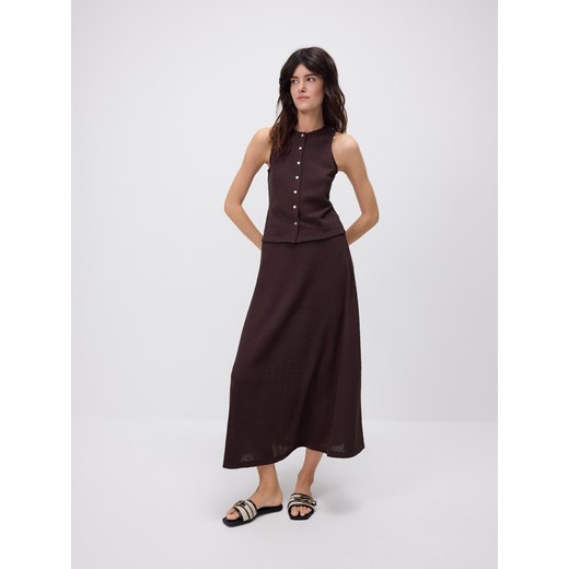 Reserved - Dzianinowa spódnica maxi - ciemnobrązowy ze sklepu Reserved w kategorii Spódnice - zdjęcie 181222059
