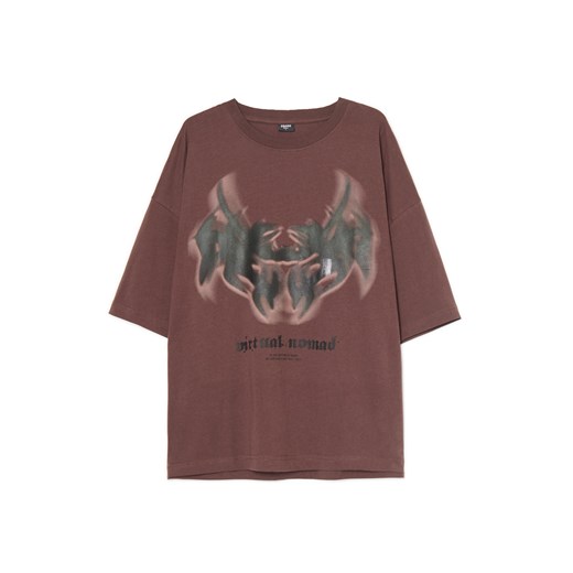 Cropp - Brązowy T-shirt z nadrukiem - brązowy ze sklepu Cropp w kategorii T-shirty męskie - zdjęcie 181222225