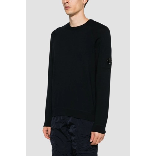 C.P. COMPANY Czarny męski cienki sweter Crew Neck, Rozmiar M ze sklepu outfit.pl w kategorii Swetry męskie - zdjęcie 181222347