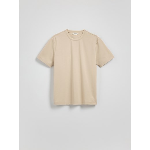 Reserved - Strukturalny t-shirt comfort fit - beżowy Reserved L Reserved