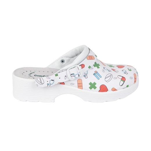 Buty damskie skórzane chodaki klapki w medyczne wzory comfooty Alice ze sklepu butyolivier w kategorii Klapki damskie - zdjęcie 181224178