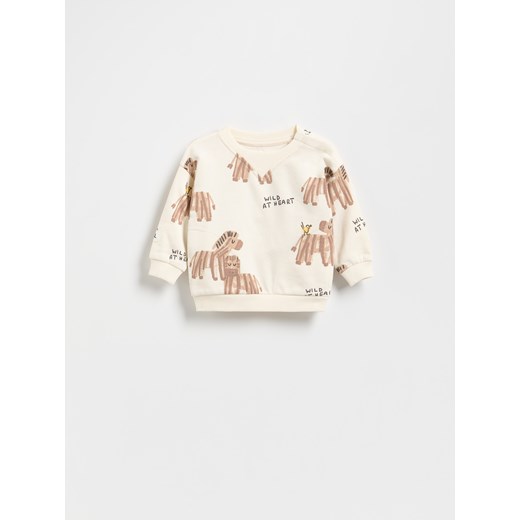 Reserved - Bawełniana bluza z nadrukiem - kremowy ze sklepu Reserved w kategorii Odzież dla niemowląt - zdjęcie 181225196