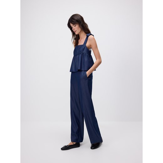 Reserved - Jeansy wide leg z rozcięciem - granatowy ze sklepu Reserved w kategorii Jeansy damskie - zdjęcie 181225476