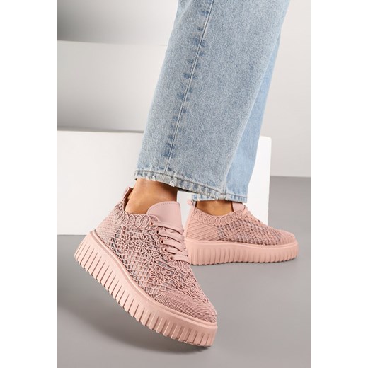 Różowe Sneakersy Vices na Platformie z Ażurową Cholewką Lumerise ze sklepu renee.pl w kategorii Buty sportowe damskie - zdjęcie 181226025