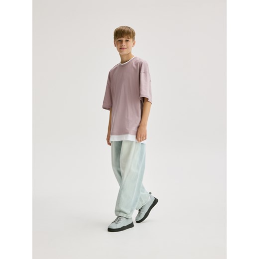 Reserved - Bawełniany t-shirt z nadrukiem - lawendowy Reserved 134/140 (8-9 lat) Reserved