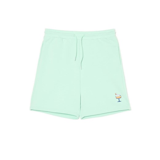 Cropp - Miętowe szorty z naszywką - zielony Cropp M Cropp