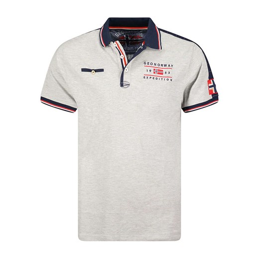 Geographical Norway Koszulka polo &quot;Kezolo&quot; w kolorze jasnoszaro-granatowym ze sklepu Limango Polska w kategorii T-shirty chłopięce - zdjęcie 181233168