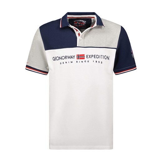 Geographical Norway Koszulka polo &quot;Kondo&quot; w kolorze jasnoszaro-biało-granatowym ze sklepu Limango Polska w kategorii T-shirty chłopięce - zdjęcie 181233209
