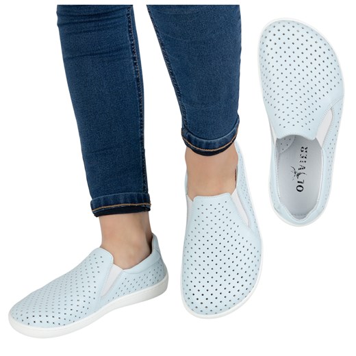 BAREFOOT Damskie minimalistyczne ażurowe wsuwane 1308POL błękitne ze sklepu butyolivier w kategorii Półbuty damskie - zdjęcie 181235555
