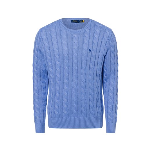 Polo Ralph Lauren Męski sweter Mężczyźni Bawełna jasnoniebieski jednolity ze sklepu vangraaf w kategorii Swetry męskie - zdjęcie 181239945
