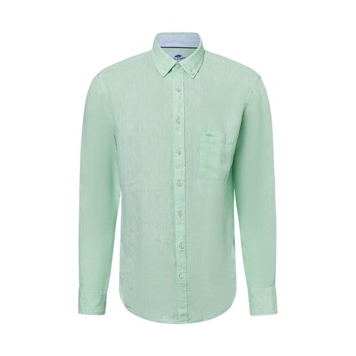 Fynch-Hatton Męska koszula lniana na co dzień Mężczyźni Regular Fit len miętowy marmurkowy ze sklepu vangraaf w kategorii Koszule męskie - zdjęcie 181239967