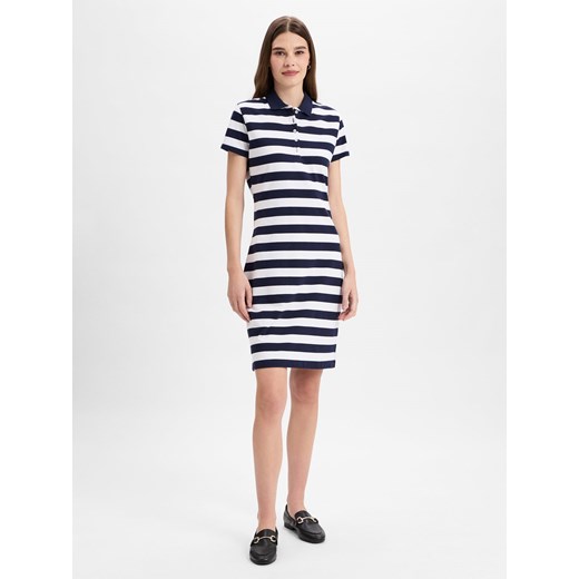 Marie Lund Sukienka damska Kobiety Bawełna granatowy w paski ze sklepu vangraaf w kategorii Sukienki - zdjęcie 181240019