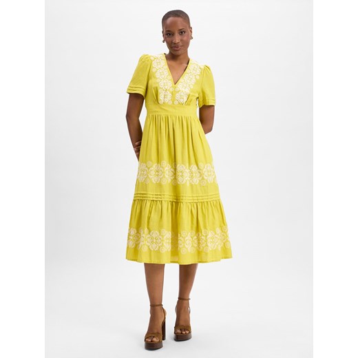 Ambiance Letnia sukienka damska z lnem Kobiety len żółty jednolity ze sklepu vangraaf w kategorii Sukienki - zdjęcie 181240188