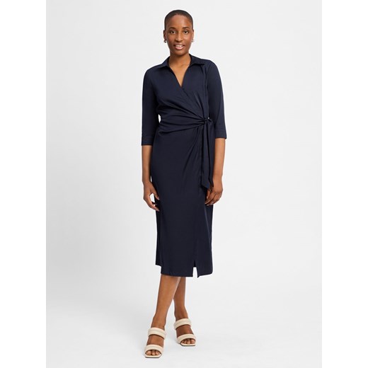 zero Damska sukienka kopertowa Kobiety granatowy jednolity ze sklepu vangraaf w kategorii Sukienki - zdjęcie 181240297