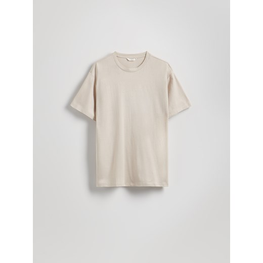 Reserved - T-shirt comfort z dodatkiem lnu - beżowy Reserved XXL Reserved
