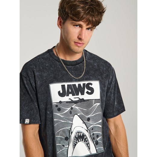 T-shirt męski czarny Sinsay z krótkim rękawem 