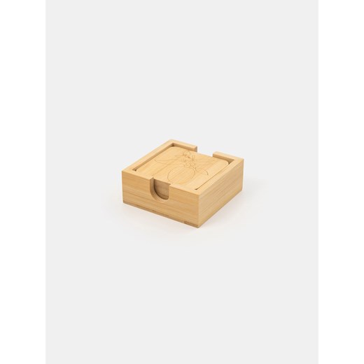 Sinsay - Bambusowe podkładki pod kubek z motywem cytryny 5 pack - beżowy Sinsay One Size Sinsay
