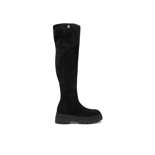 Muszkieterki Tommy Hilfiger Suede Over-The-Knee Boot FW0FW08159 Czarny ze sklepu eobuwie.pl w kategorii Kozaki damskie - zdjęcie 181246129