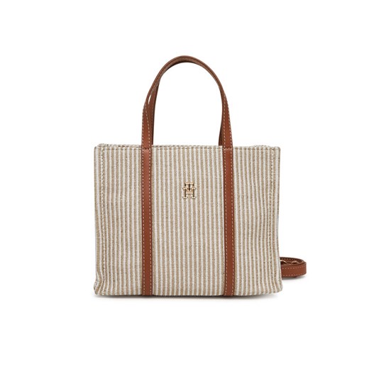 Torebka Tommy Hilfiger Th Premium Beach Le Mini Tote AW0AW17208 Beżowy ze sklepu eobuwie.pl w kategorii Torby Shopper bag - zdjęcie 181257408