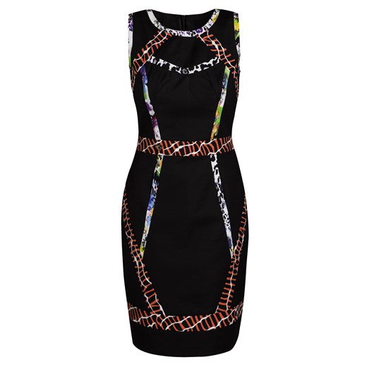 Sukienka z multikolorowymi lamówkami e-monnari czarny midi